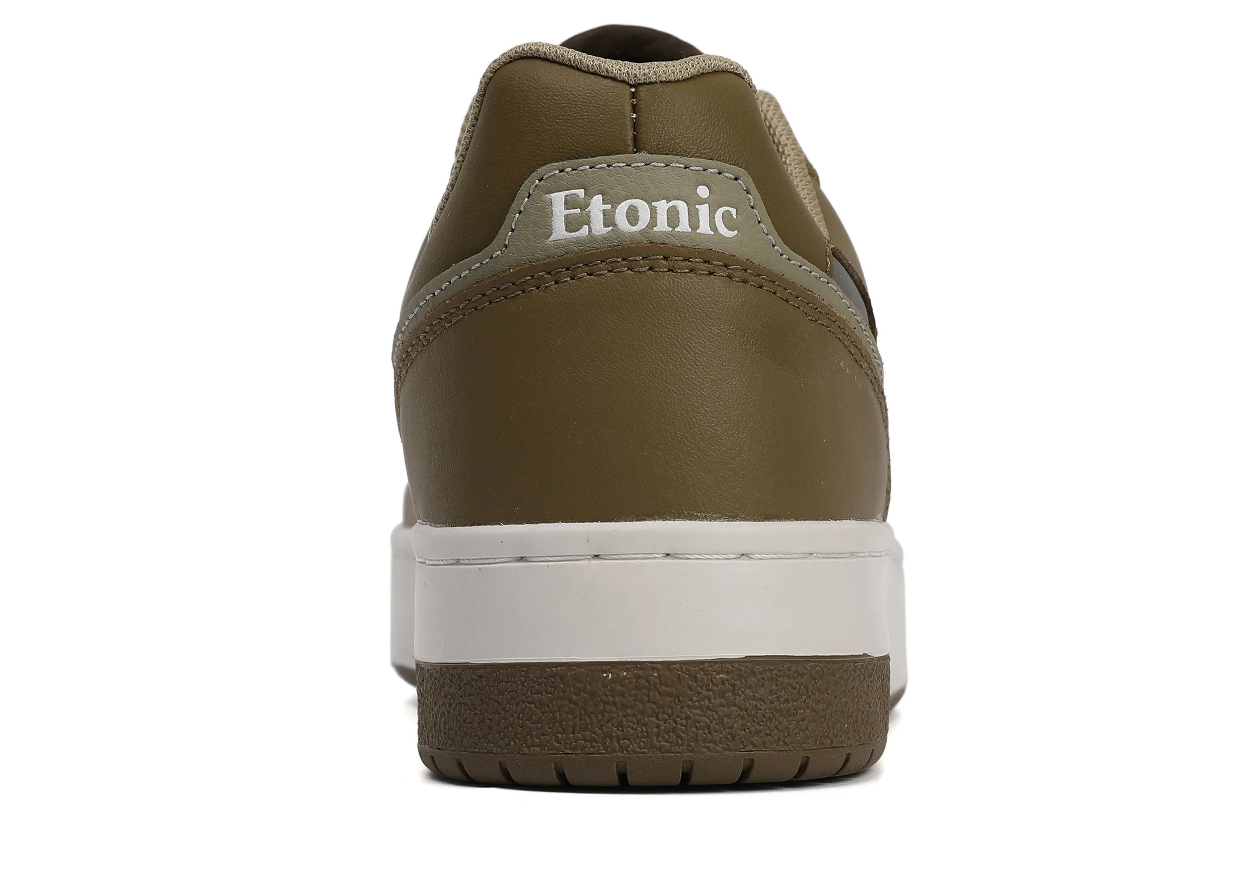 Etonic THE DOC sneakers in olive green and sage green leather, with off white midsole and olive green bottom outsole.