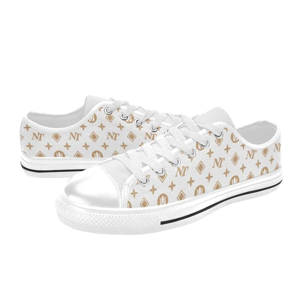 Fancy NT Brown on White Women's Classic Canvas Shoes