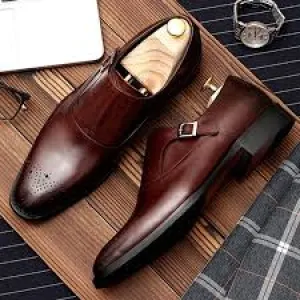 Handmade Brown Monk Straps Leather Formal Shoes,Men's Oxford Shoes