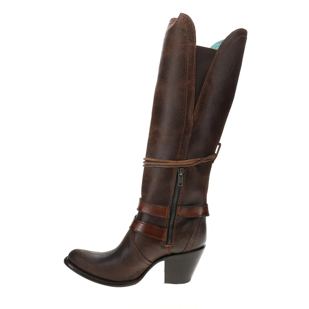 Harness & Lace Tall Round Toe Cowboy Boots