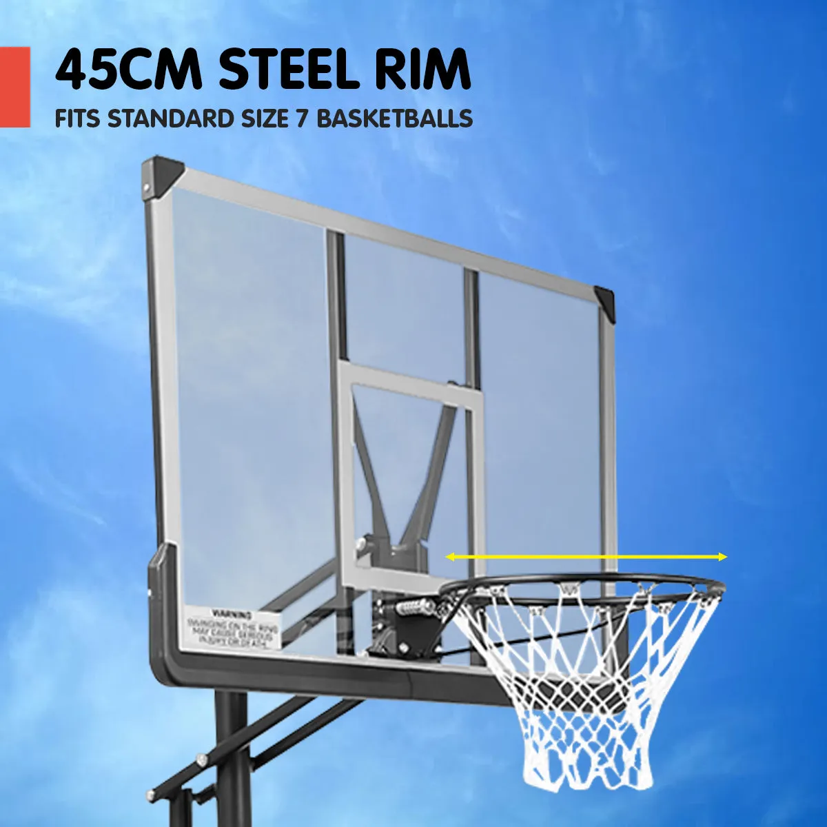 Height Adjustable Portable Basketball Hoop 50in Fiberglass Backboard Kahuna