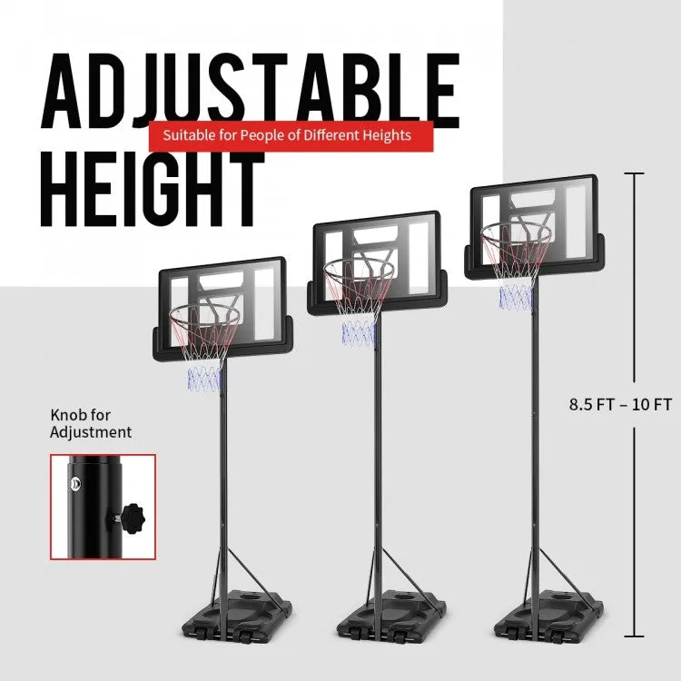 Height Adjustable Portable Shatterproof Backboard Basketball Hoop with 2 Nets