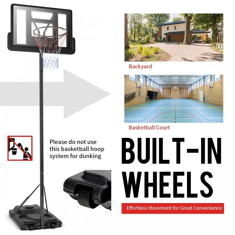 Height Adjustable Portable Shatterproof Backboard Basketball Hoop with 2 Nets