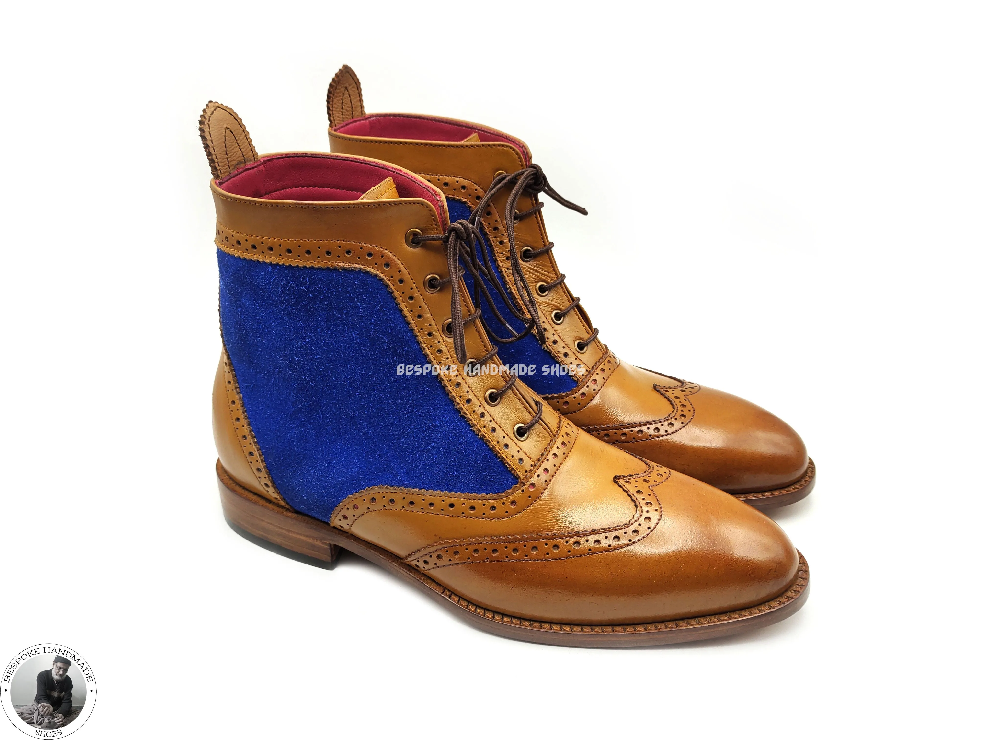 High Ankle Derby Lace Up Wingtip Brogue Casual Boot