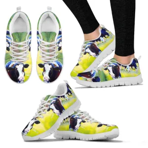 Holstein Friesian Cattle Cow Art Print Christmas Running Shoes For Women- Free Shipping