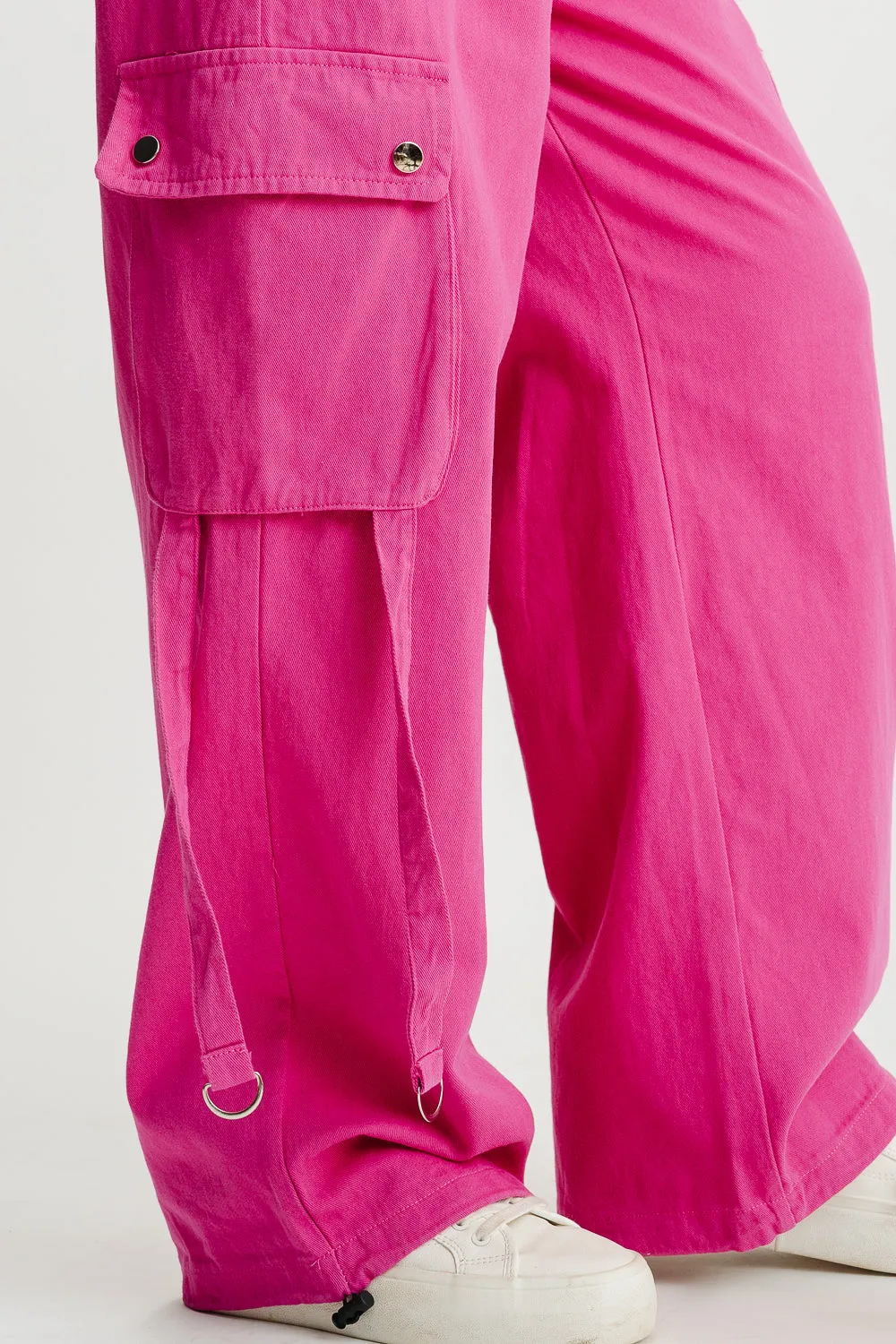 Hot Pink Elasticated Cargo Pants