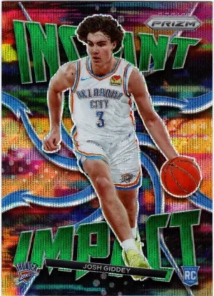 Josh Giddey, RC, Instant Impact Green Wave Prizm, 2021-22 Panini Prizm Basketball NBA