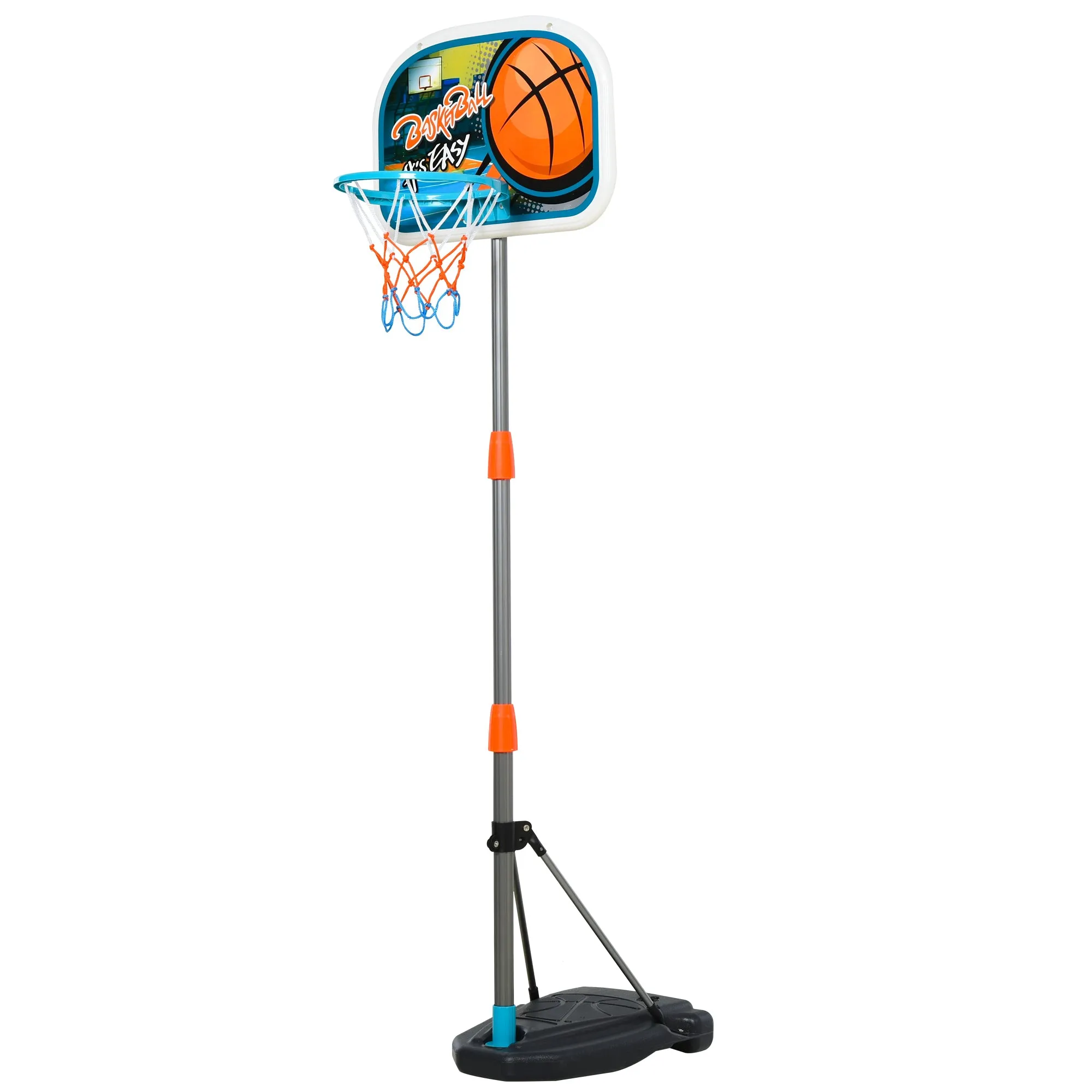 Kids Height Adjustable Aluminium Basketball Hoop Stand w/ Ball