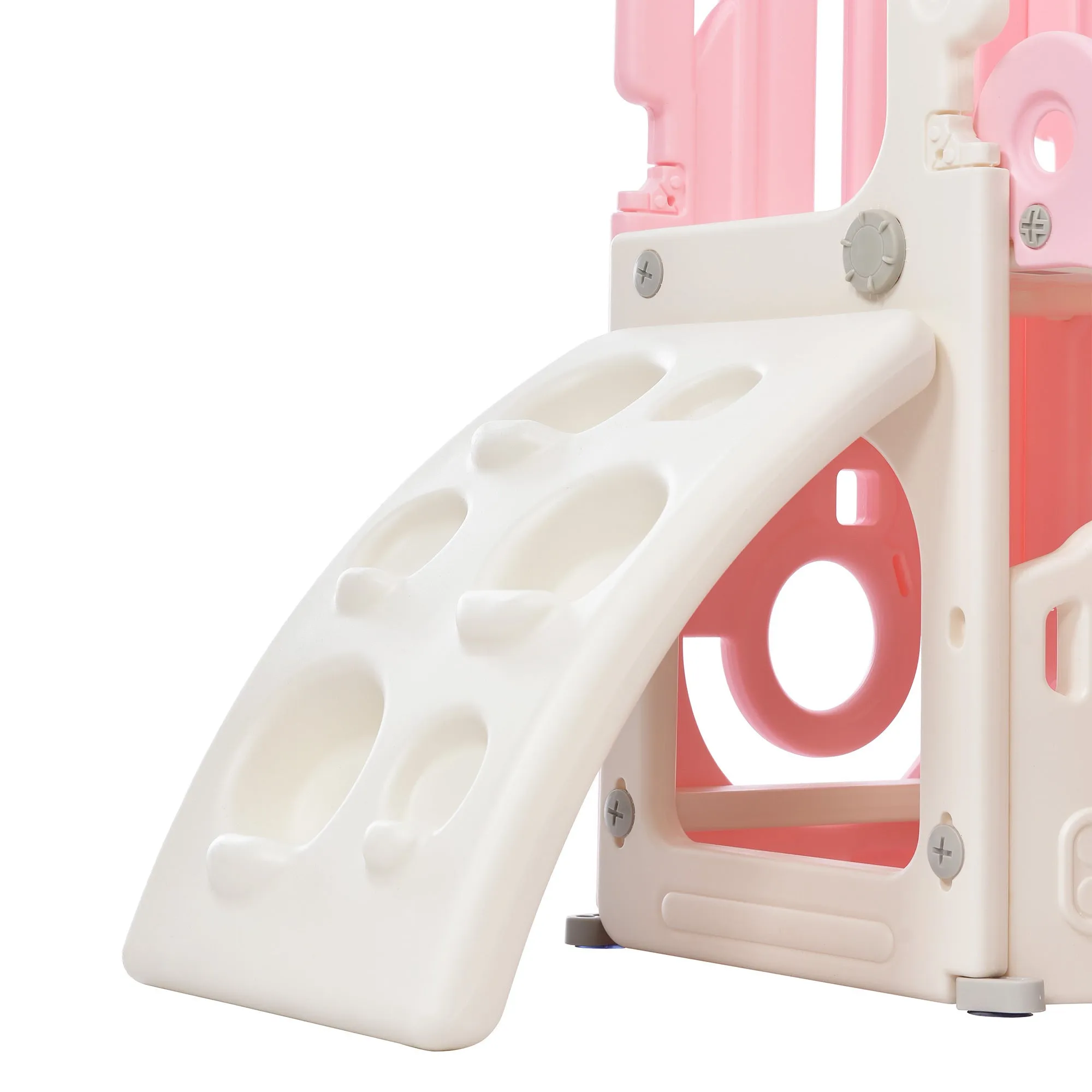 Kids Playground Climber Freestanding Slide Playset - Pink