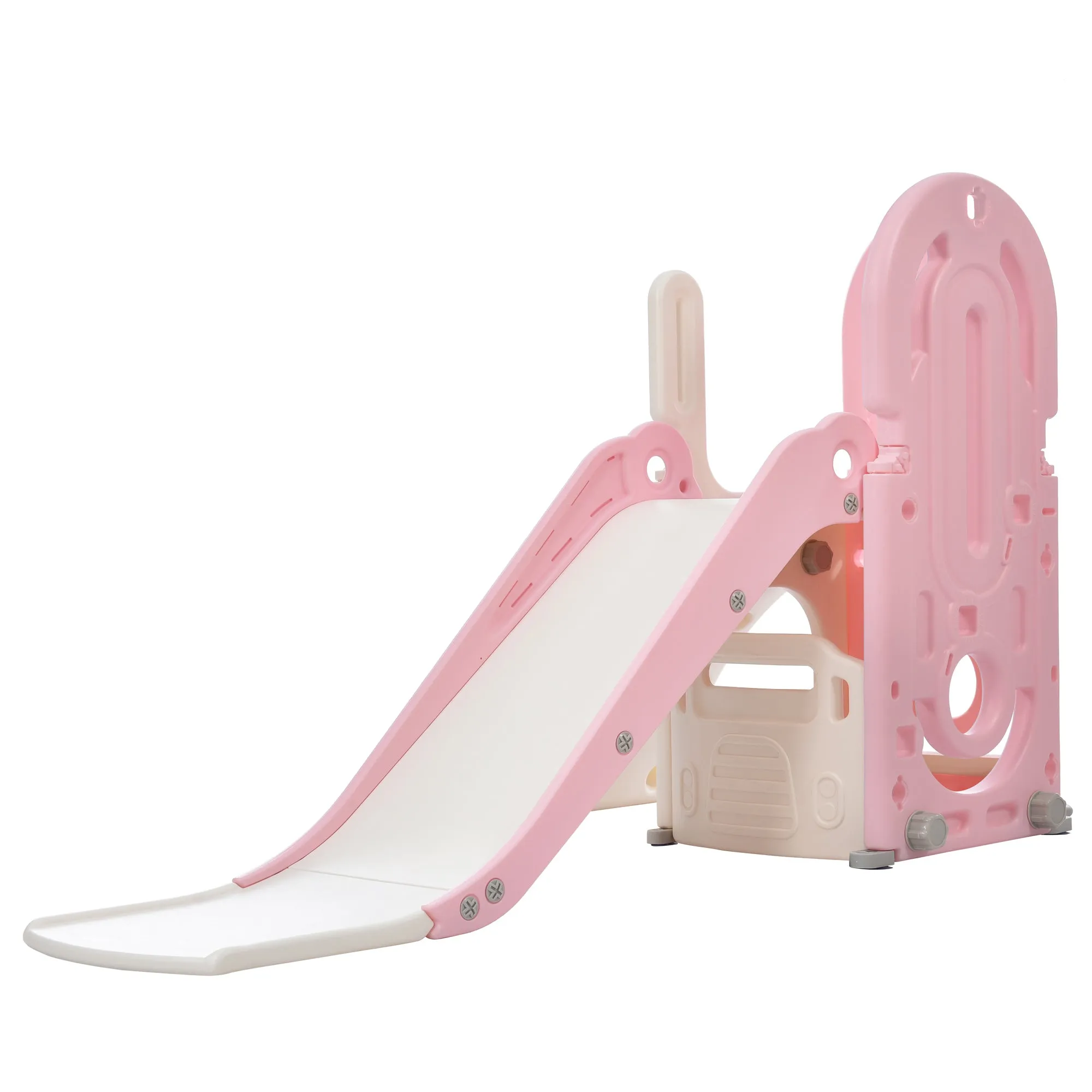 Kids Playground Climber Freestanding Slide Playset - Pink