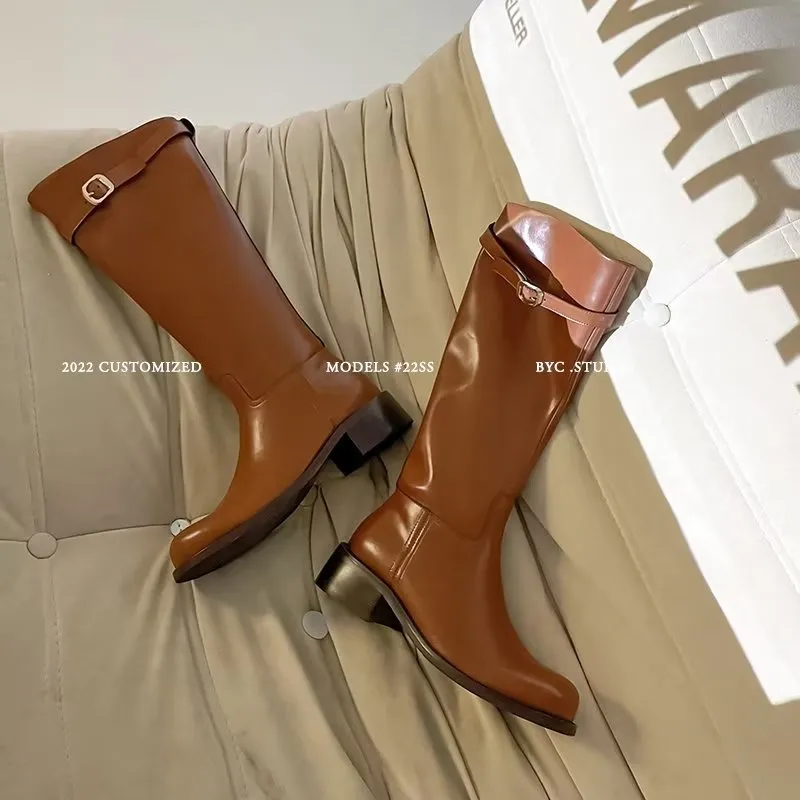 LeatherLuxe Autumn Chic Knee-High Boots