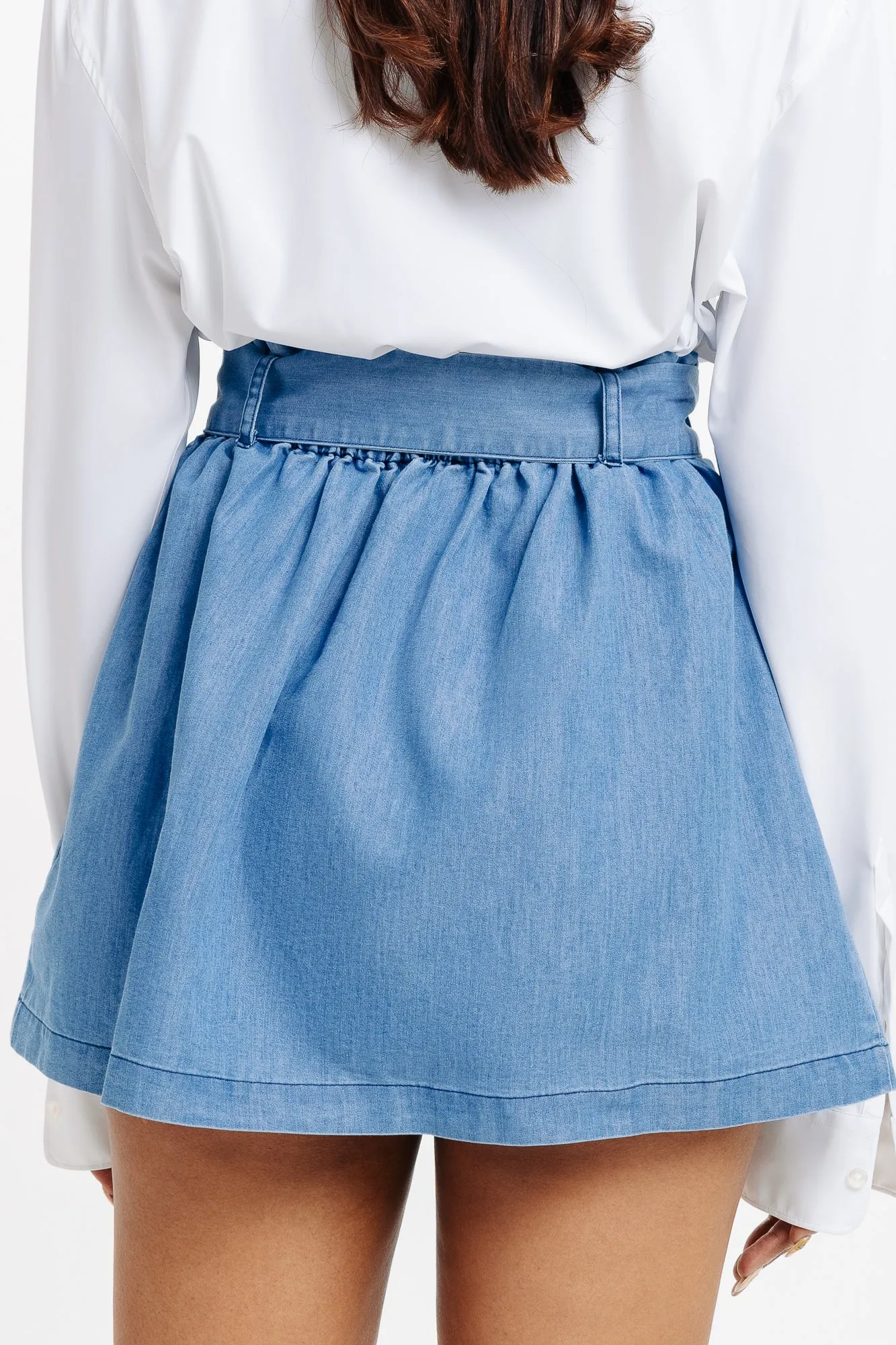 Light Blue Front Tie Up Skirt