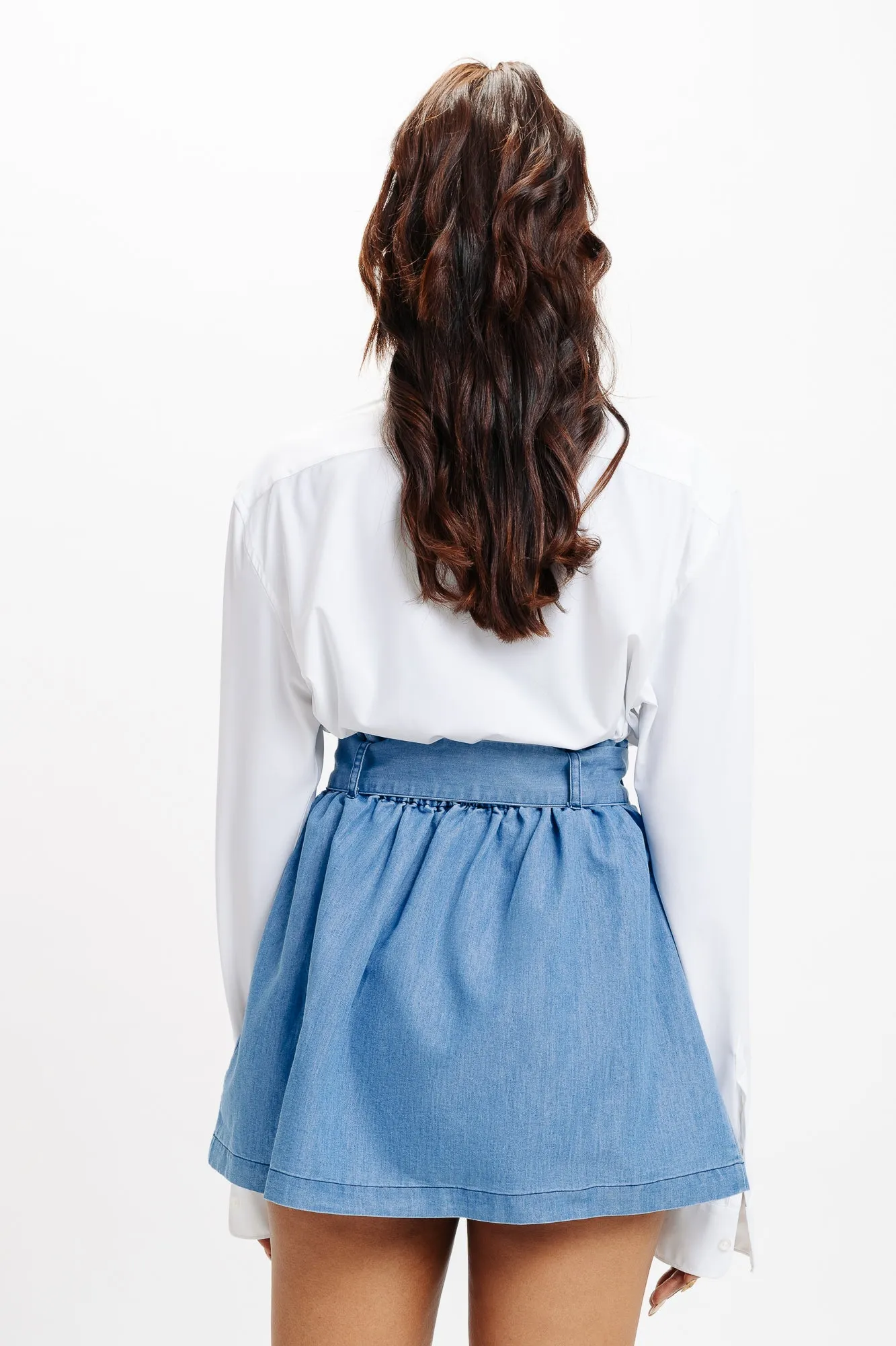 Light Blue Front Tie Up Skirt