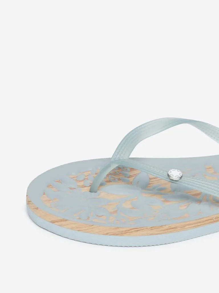 Luna Blu Grey Floral Flip-Flops