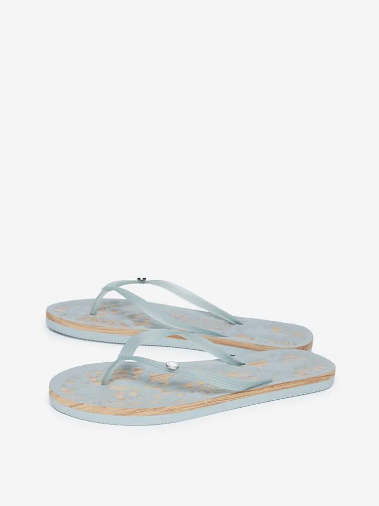 Luna Blu Grey Floral Flip-Flops