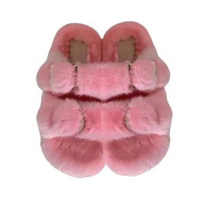 Luxe Mink Slide Sandals - Lt Pink