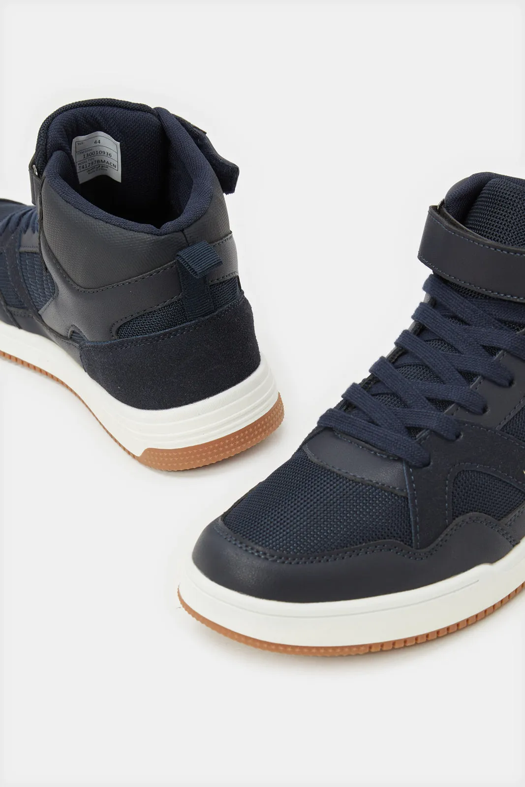 Men Black Material Block High top