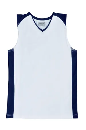 Mens Basketball Singlet - White/Navy