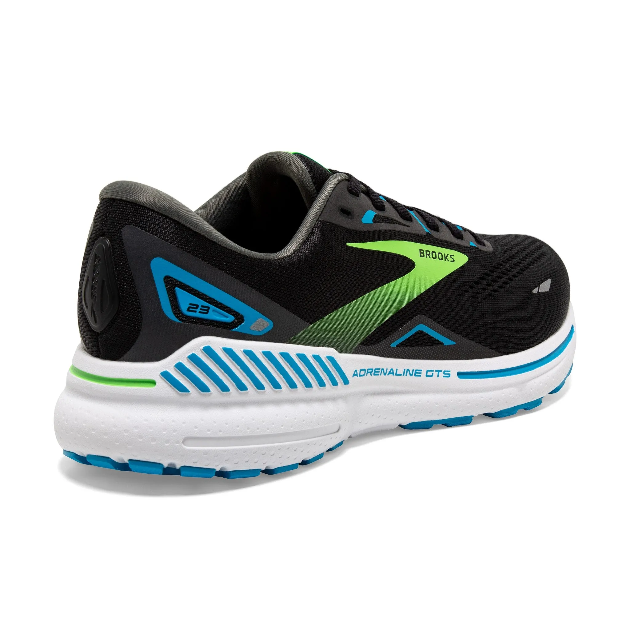 Men's Brooks Adrenaline GTS 23 Running Shoe in Black/Hawaiian Ocean/Green