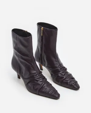 Minna Leather Burgundy Heeled Boots