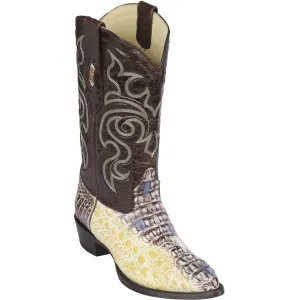 Natural Caiman Hornback J-Toe Cowboy Boots