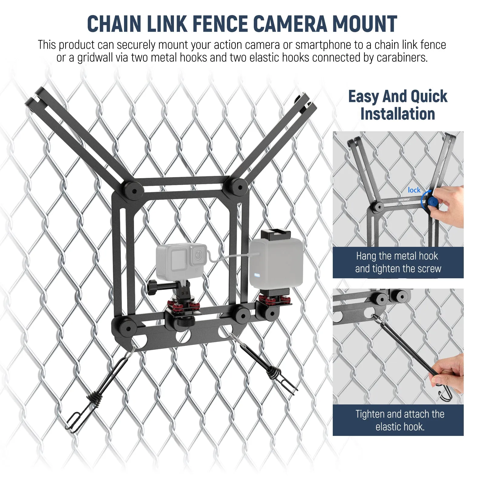 NEEWER PA022 Fence Mount Compatible with Action Camera