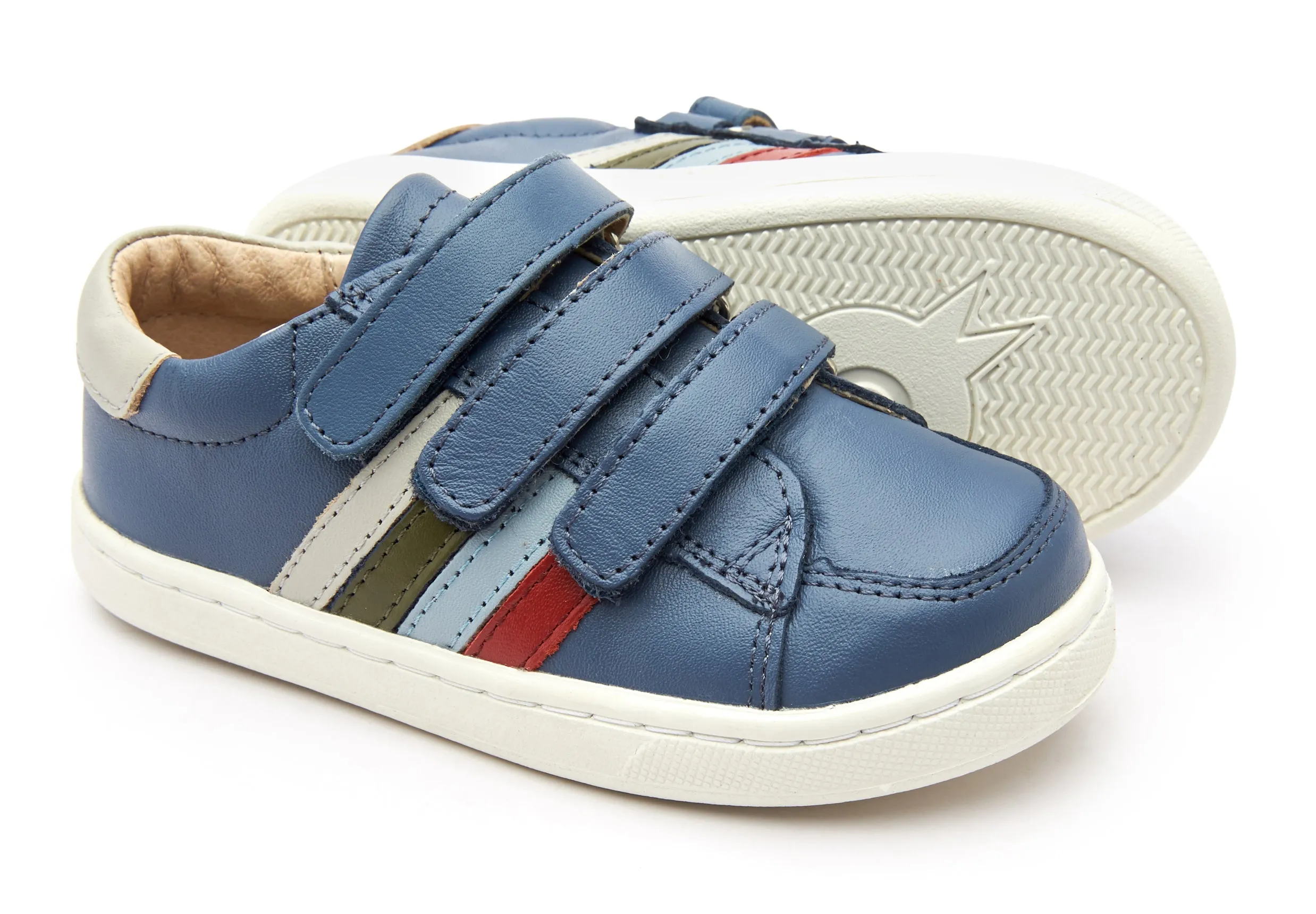 Old Soles Boy's 6127 Sneaky Markert Leather Sneakers - Petrol/Gris/Militare/Dusty Blue/Red