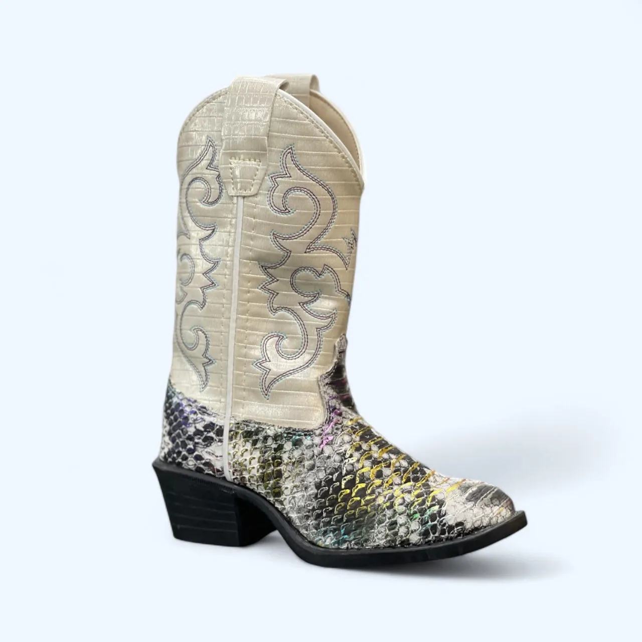 Old West Rainbow Python Girls Round Toe VJ9133