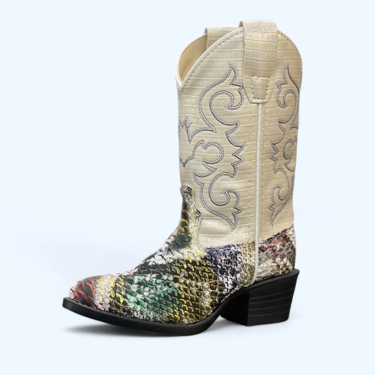 Old West Rainbow Python Girls Round Toe VJ9133