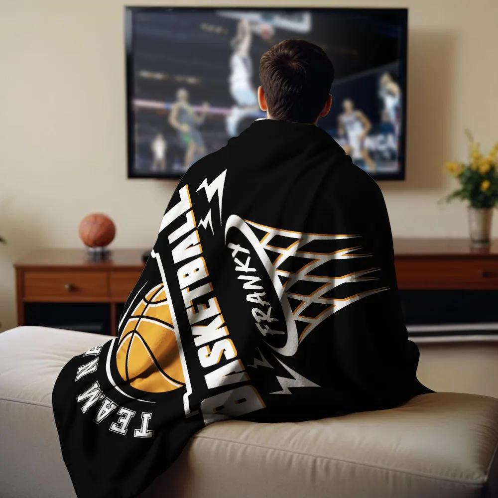 Personalised Basketball Blanket - Custom Name & Team Name - Soft Throw for Players or Teams - Unique Basketball Gift