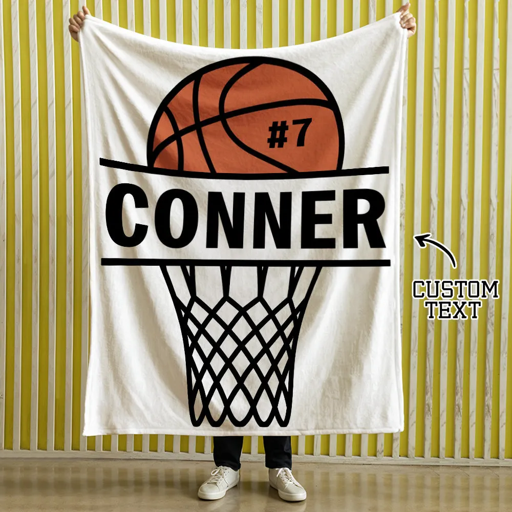 Personalized Basketball Blanket, Custom Name Blanket, Soft Throw Blankets, Custom Basketball Blanket, Gift for Basketball Players