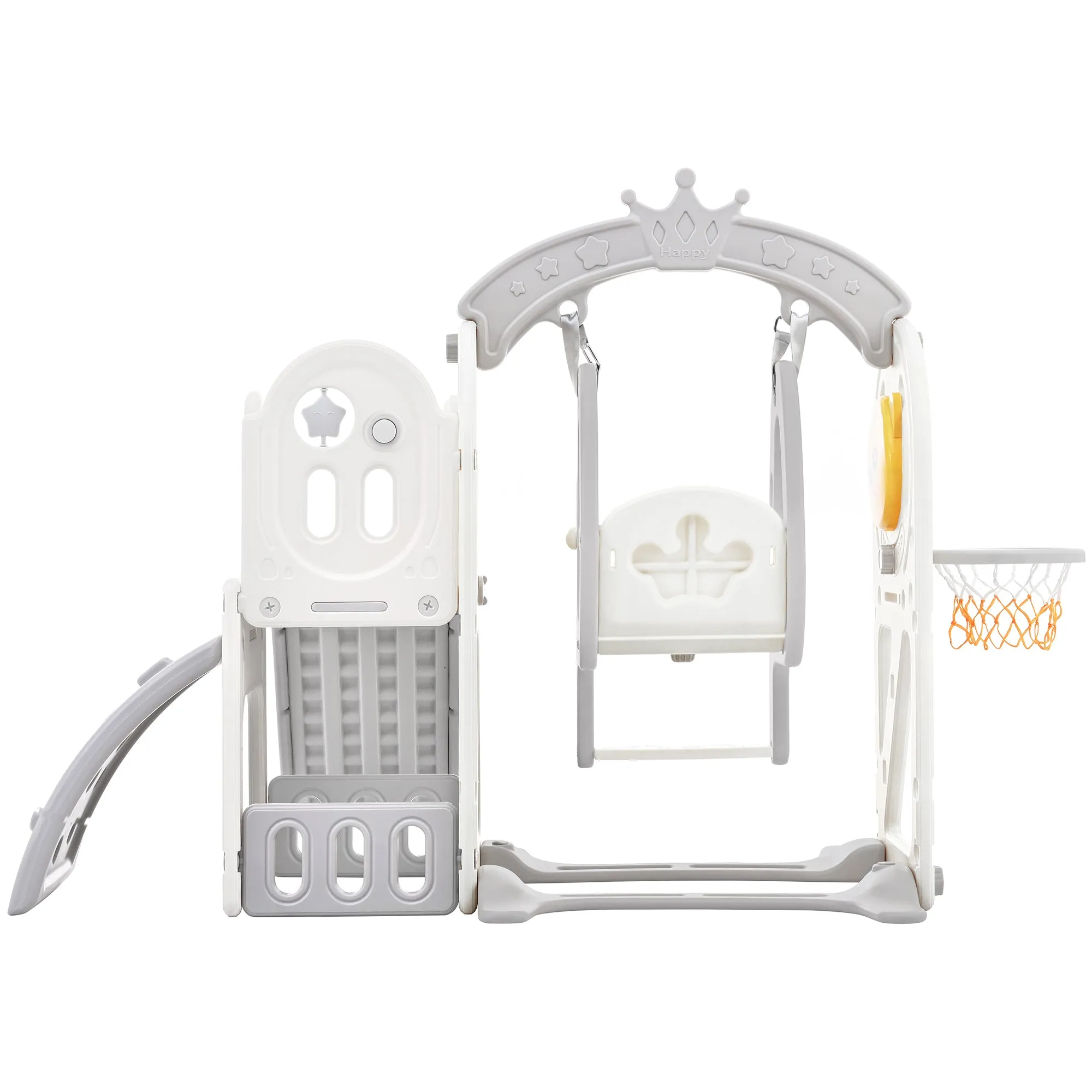 Playful Toddler Slide and Swing Set 5 in 1 - Grey