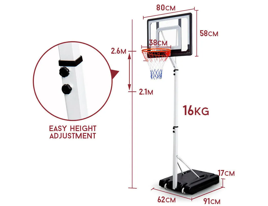 Portable Basketball Hoop Stand System Height Adjustable Net Ring Kids Junior