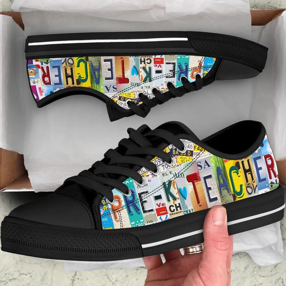 Pre-K Teacher Shoes License Plate Shoes for Mens, Teacher Shoes, Low Top Sneakers