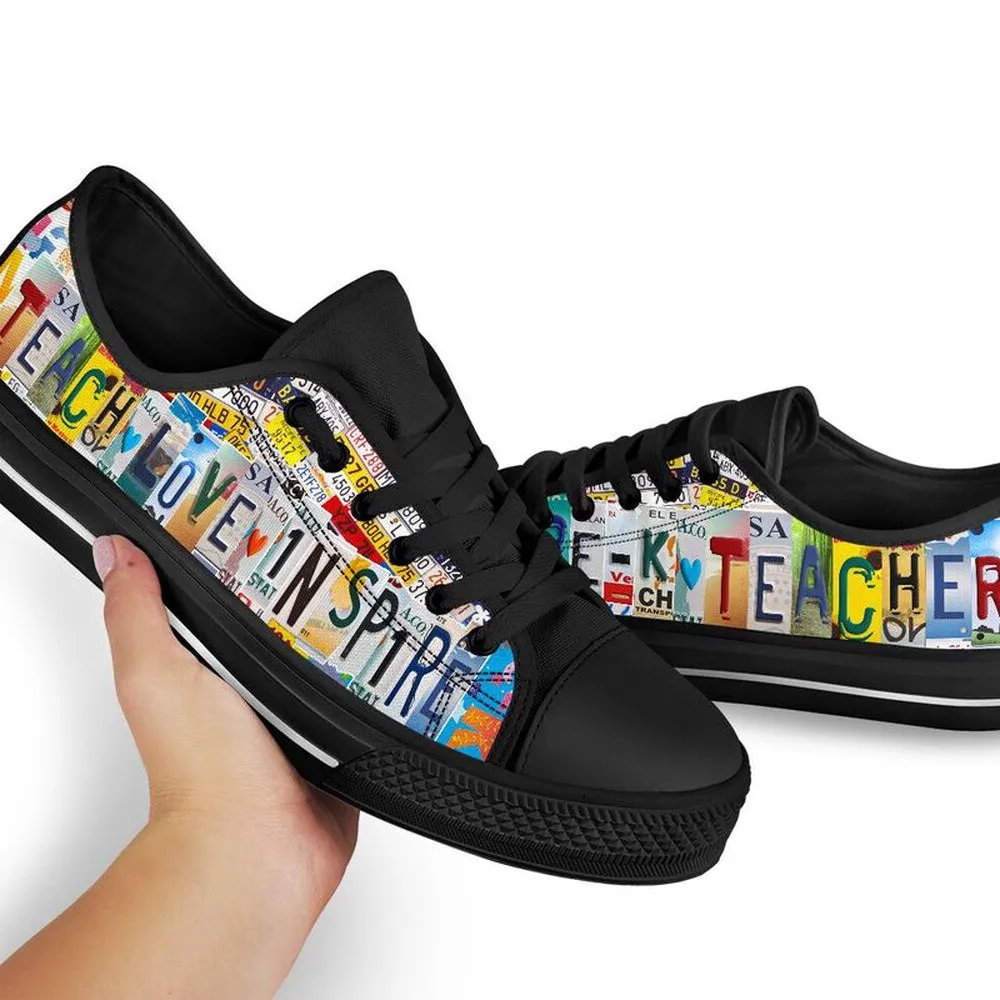 Pre-K Teacher Shoes License Plate Shoes for Mens, Teacher Shoes, Low Top Sneakers