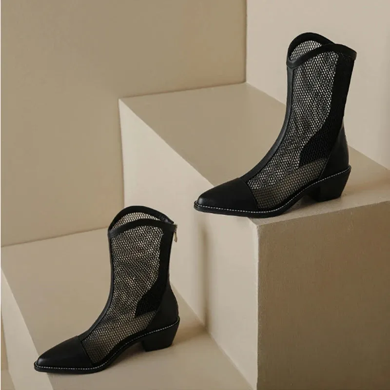 Pre Order:  Pointed Toe Mesh Hollow Boots