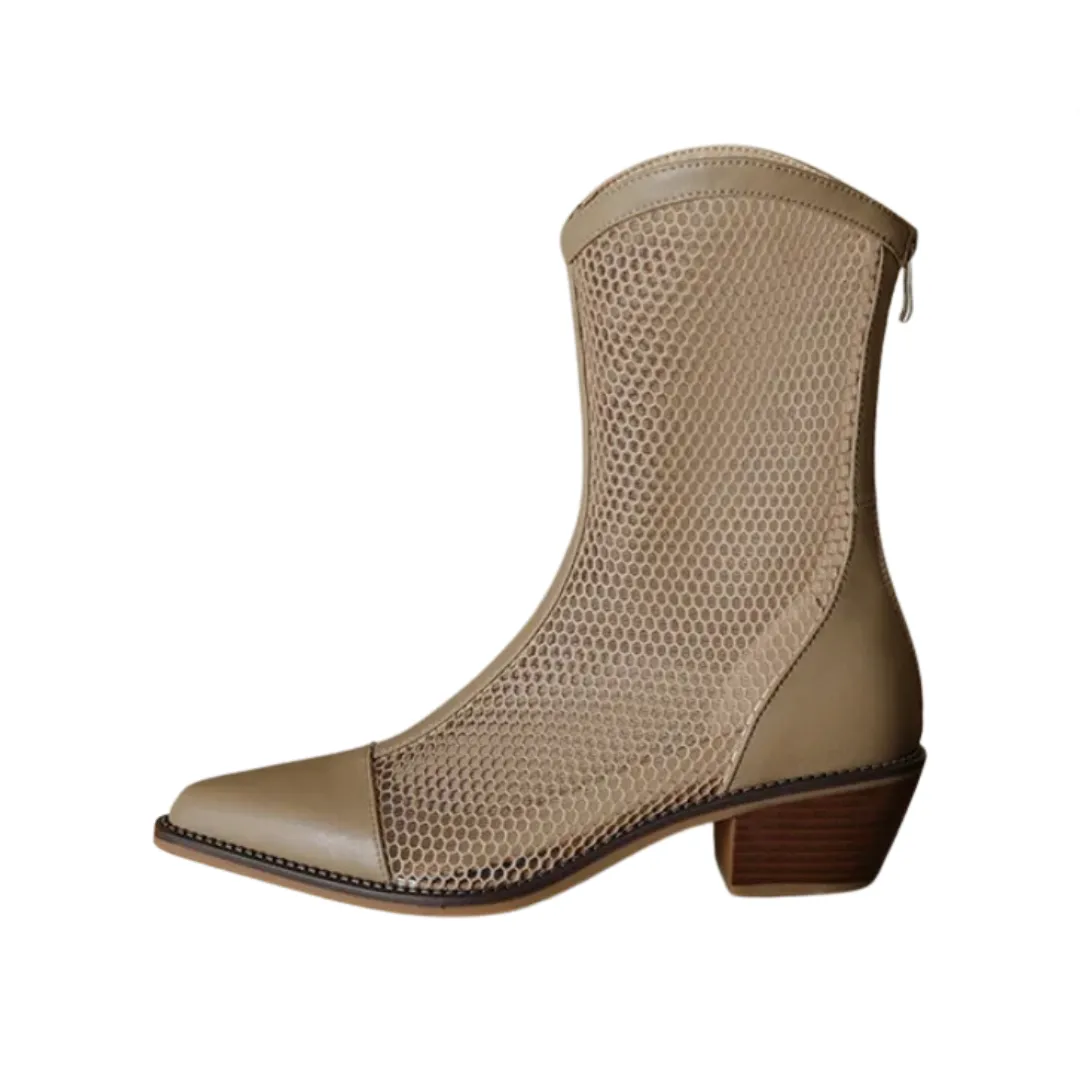 Pre Order:  Pointed Toe Mesh Hollow Boots