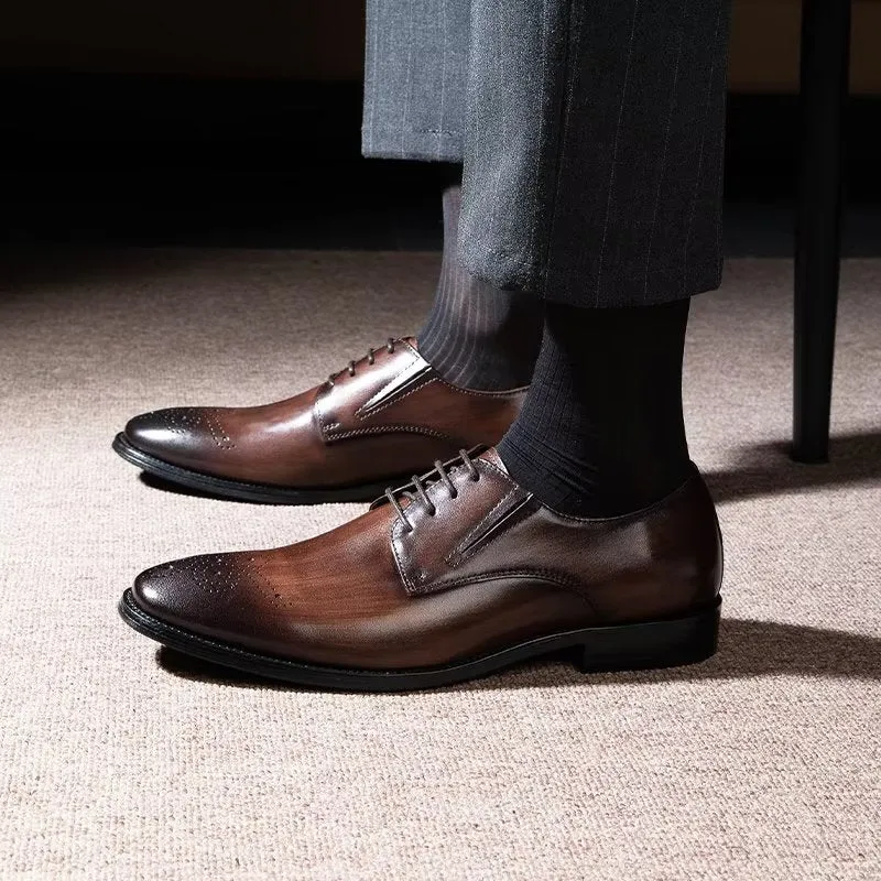 Refined Cow Leather Brogue Dress Shoes