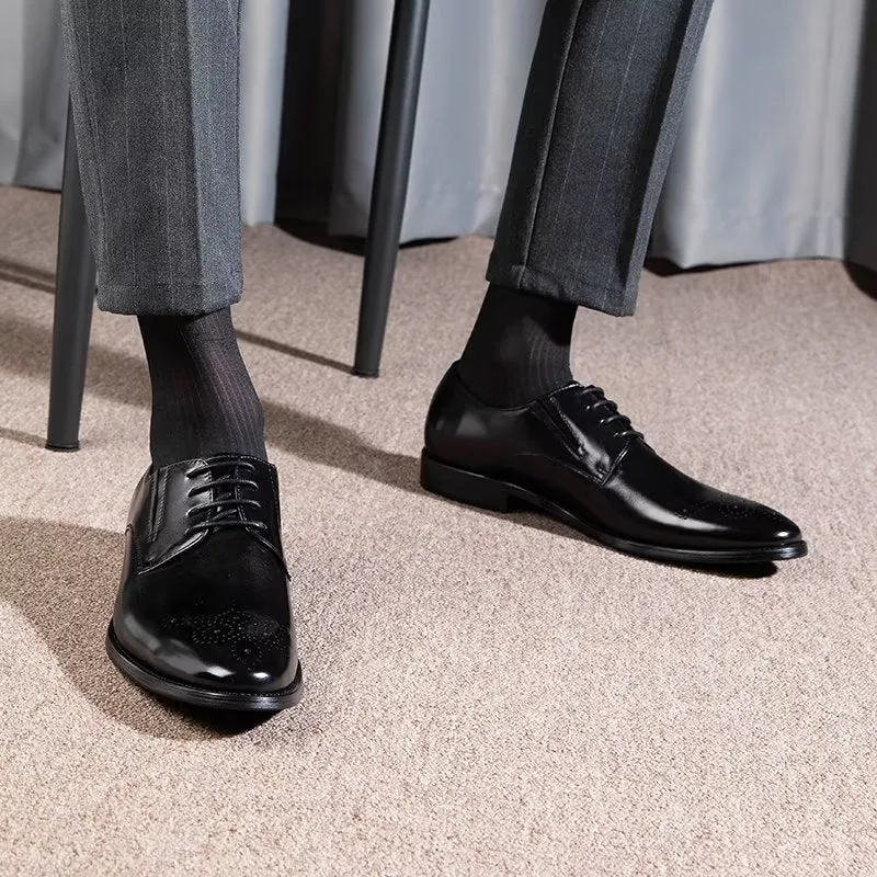 Refined Cow Leather Brogue Dress Shoes