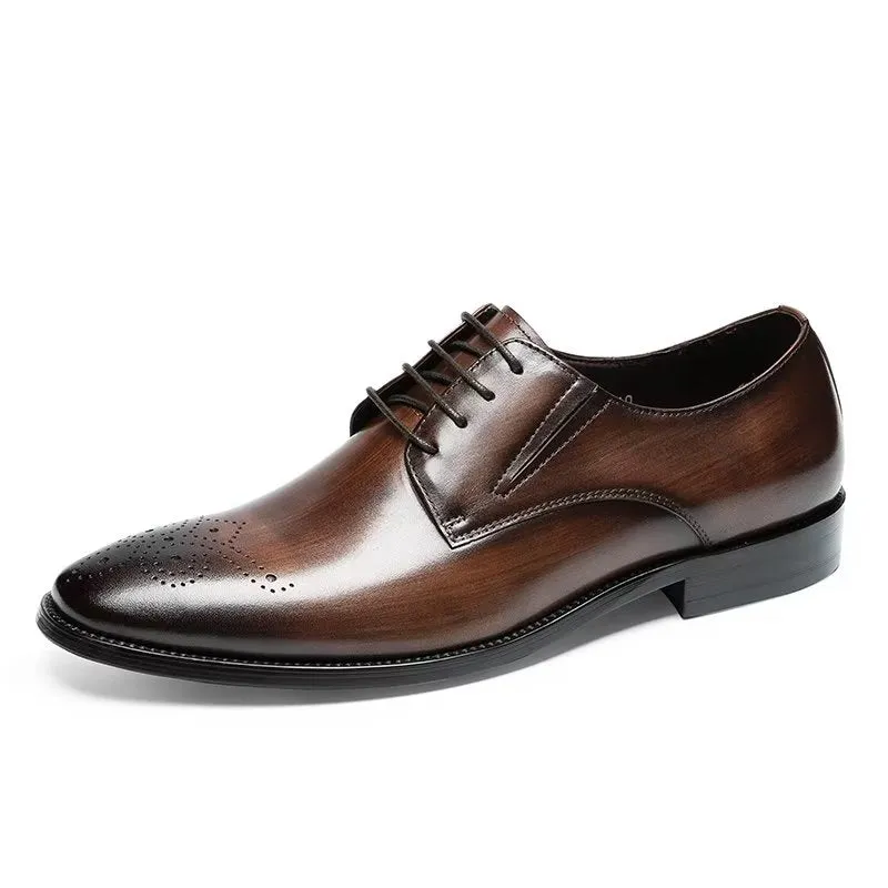 Refined Cow Leather Brogue Dress Shoes