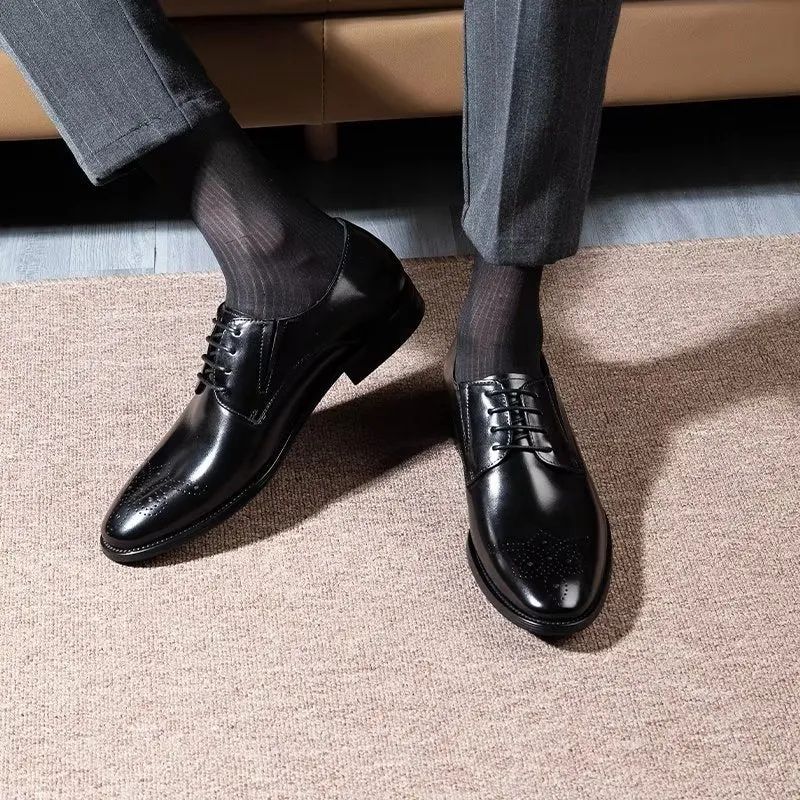 Refined Cow Leather Brogue Dress Shoes