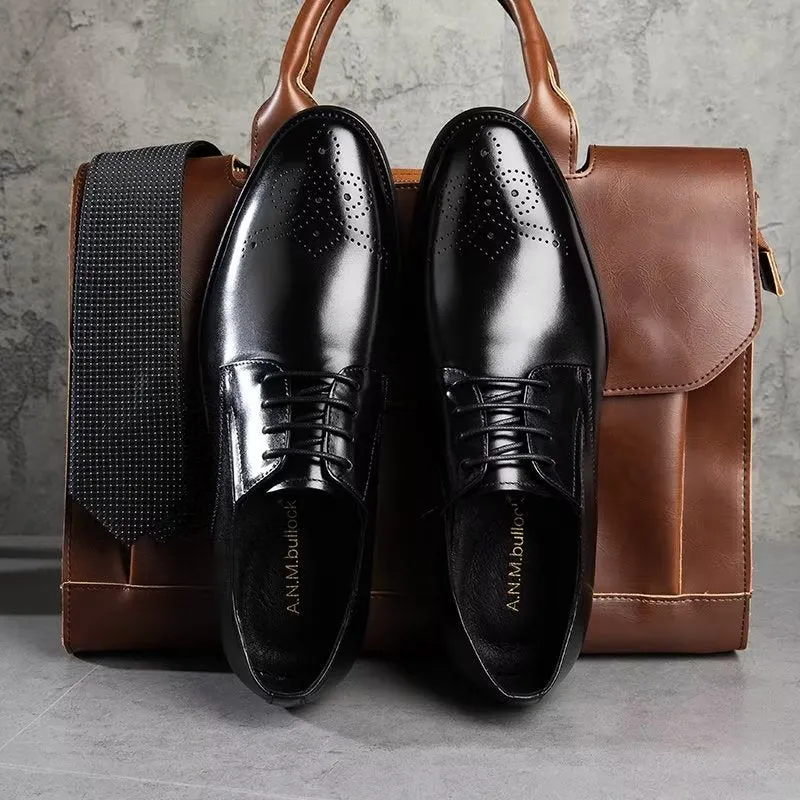 Refined Cow Leather Brogue Dress Shoes