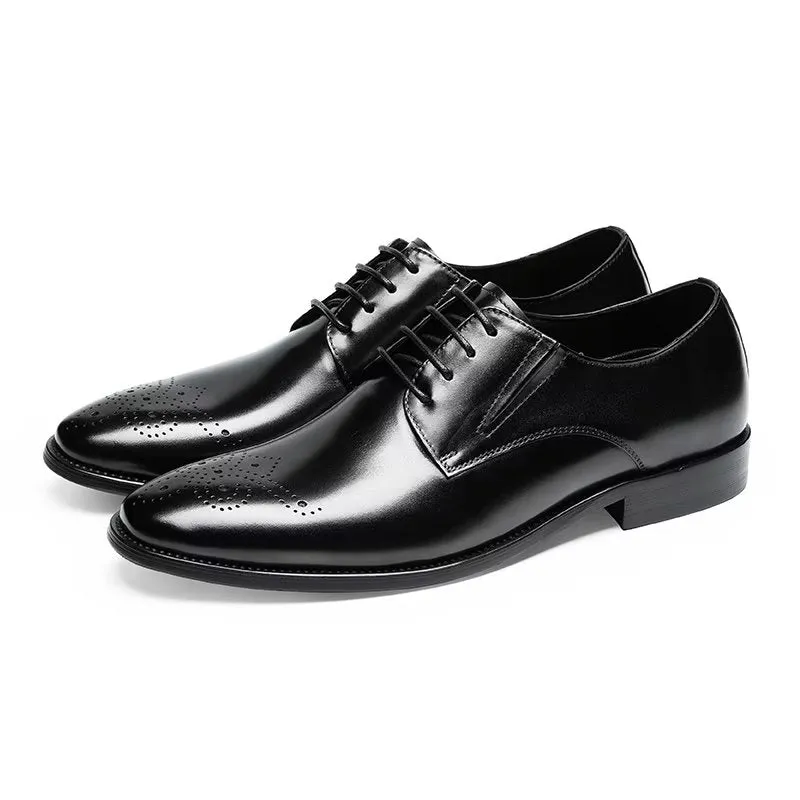 Refined Cow Leather Brogue Dress Shoes