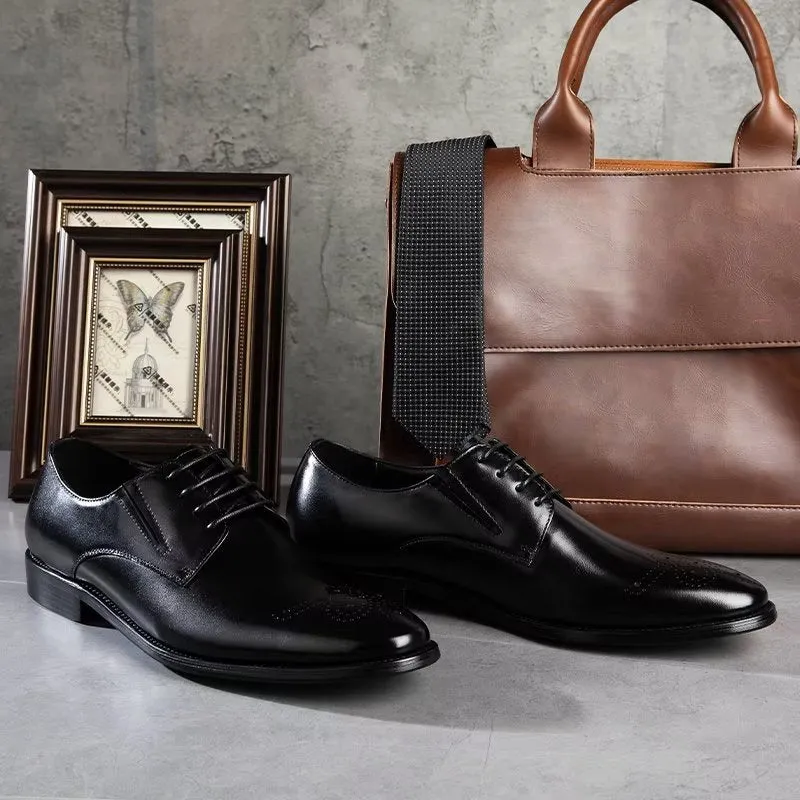 Refined Cow Leather Brogue Dress Shoes