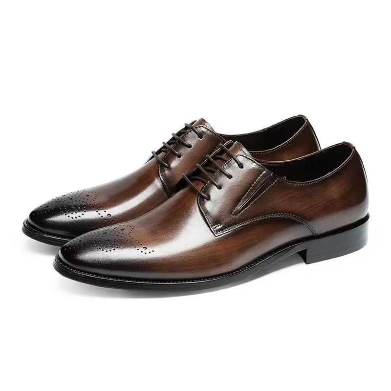 Refined Cow Leather Brogue Dress Shoes