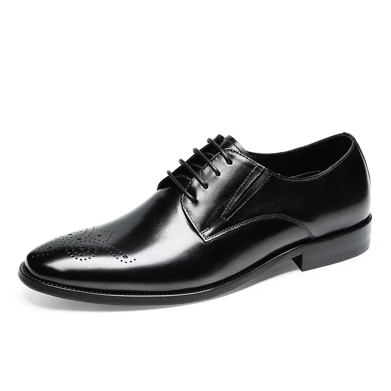 Refined Cow Leather Brogue Dress Shoes