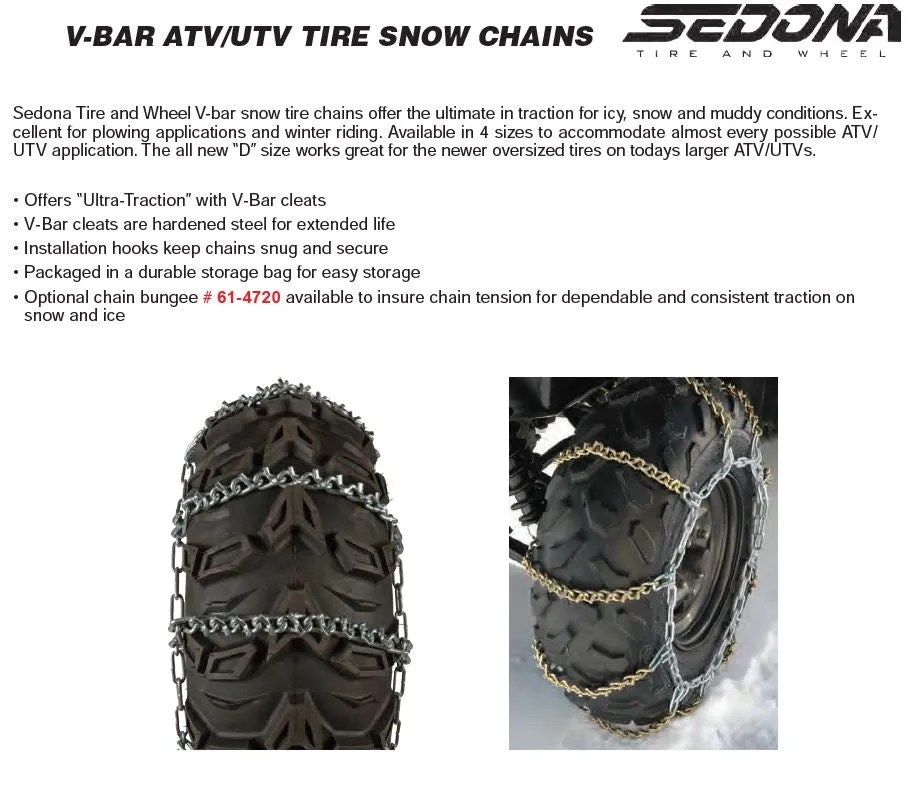 Sedona V-Bar Atv And Utv Tire Chains - For Traction On Snow and Ice