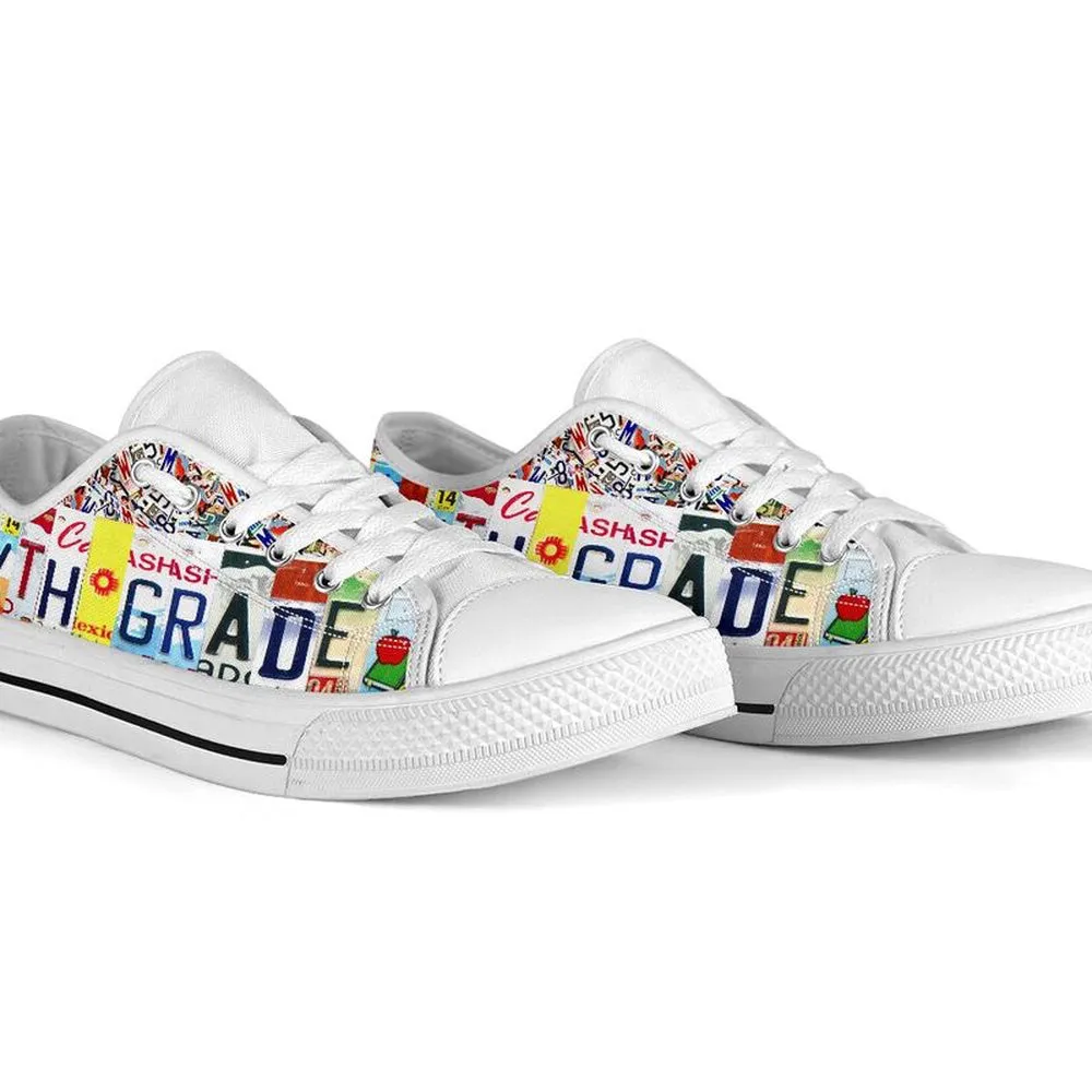 Sixth Grade Inspire License Plates Low Top Shoes, Teacher Shoes, Low Top Sneakers