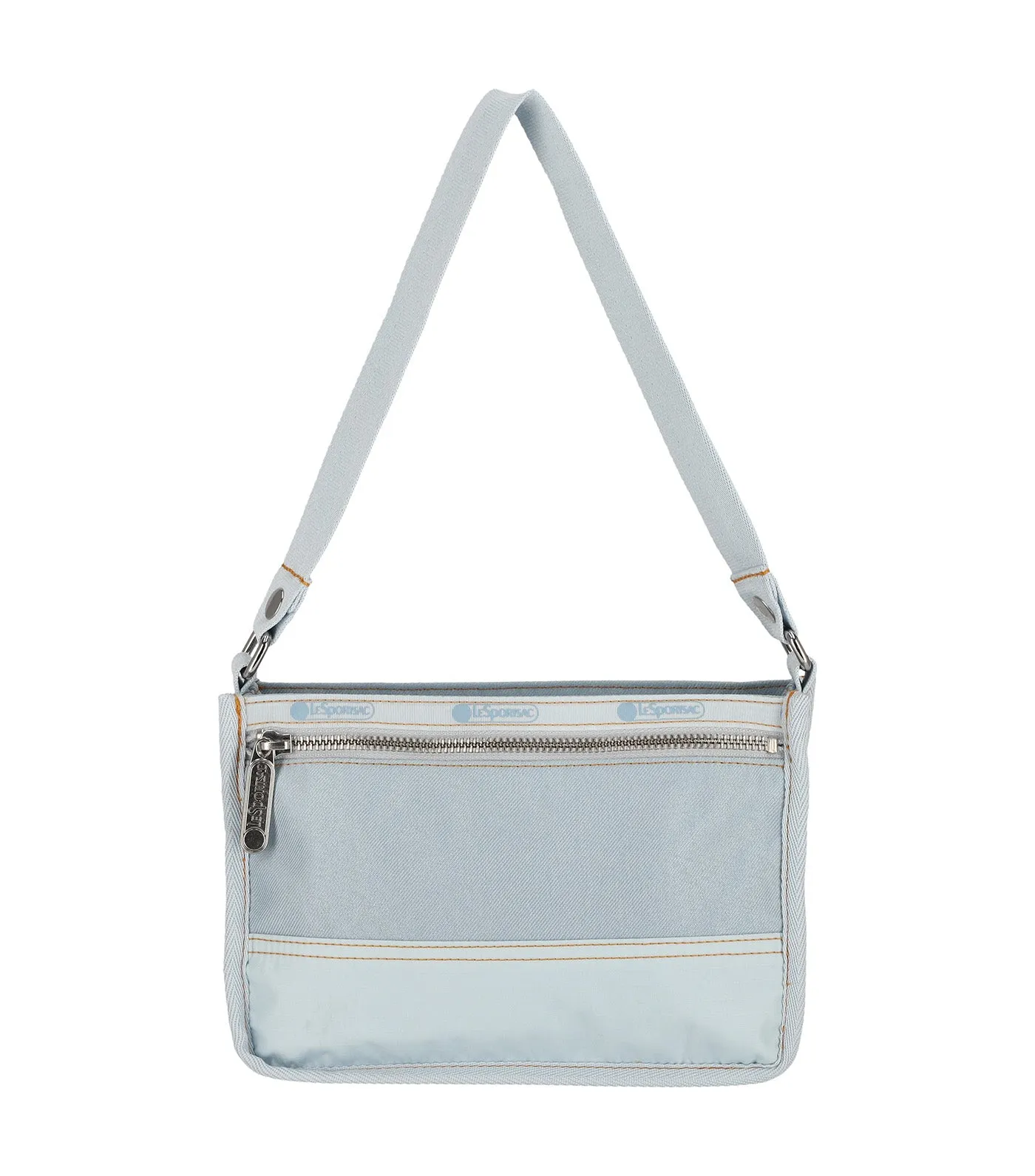 Small Zip Shoulder Bag Light Denim Wash