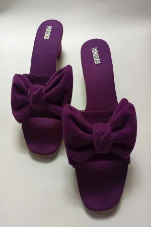 Soma - Bow block heel - Purple - Suede